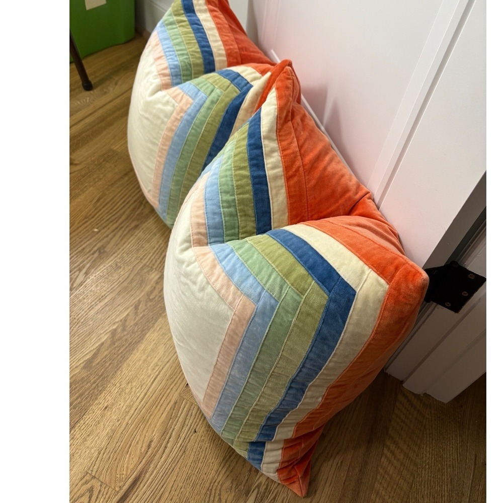 Rifle Paper Co. Loloi Palette Pillow Set 2 Covers + Down Inserts Colorful 1960s